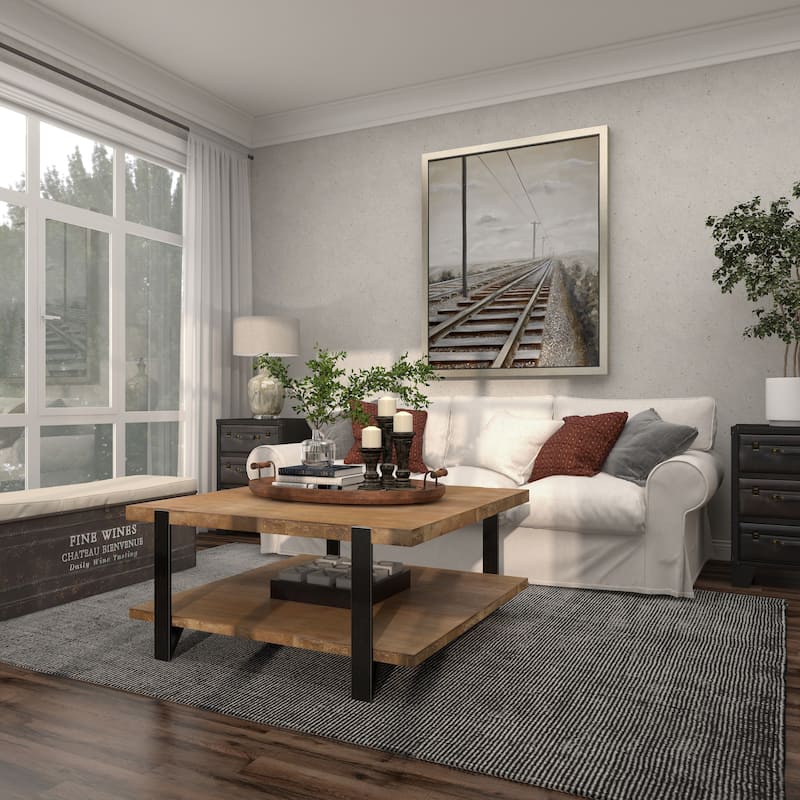 Brown Wood Large Oval Living Room Decor Tray with Scroll Metal Handles