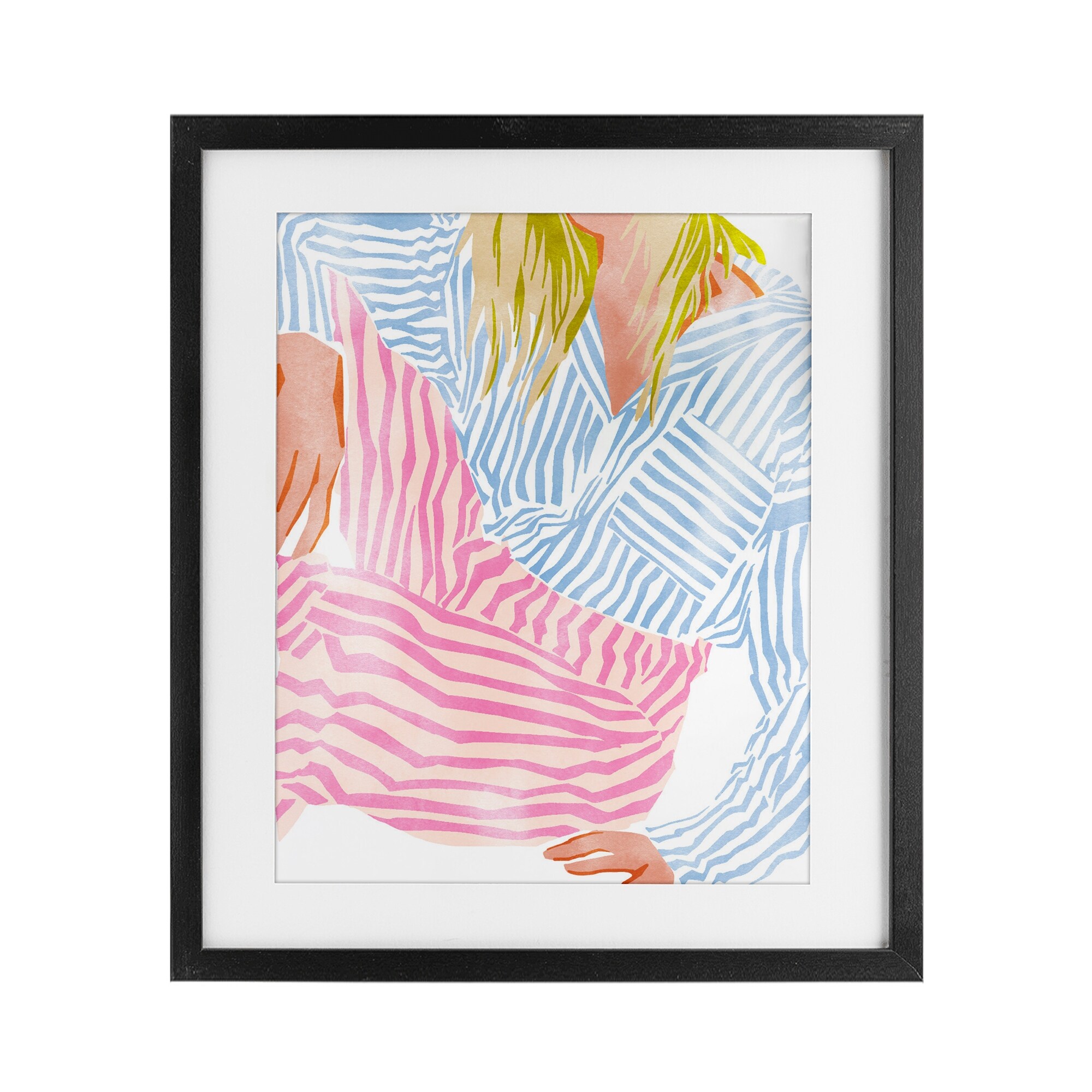 Stupell Female in Pastel Stripes Under Glass Framed Design By Ziwei Li