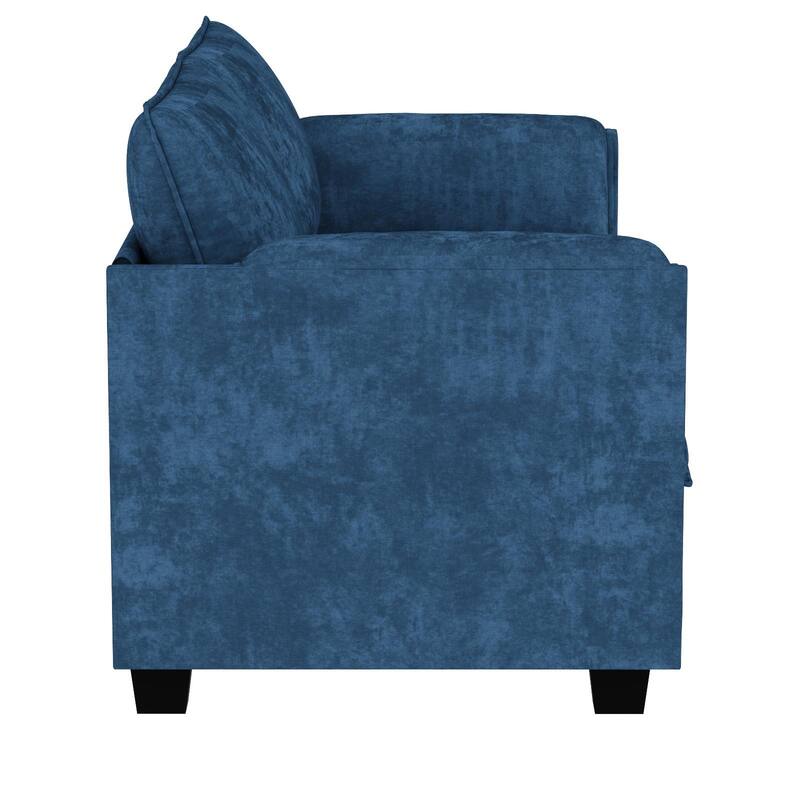 Wood Frame Loveseat Sofa Couch with 2 Side Pockets, Minimalist Accent Sofa Lounge Sofa with Armrests