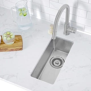 STYLISH 9 inches L x 18 inches W Dualmount Single Bowl 18 Gauge Bar Sink with Grid and Strainer