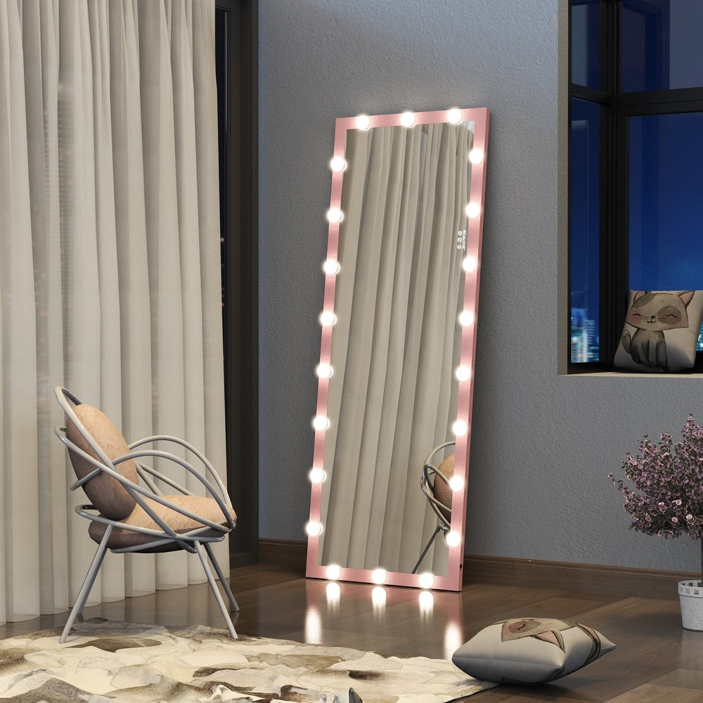 63 Inch Rectangular Framed Dimmable Wall Mounted LED Full Length Mirror