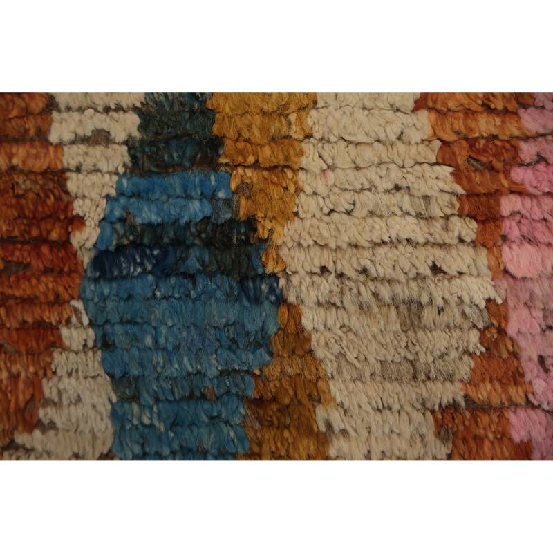 Hand Knotted Oriental 100% Wool Carpet Modern Tribal Multi-Colored Moroccan Area Rug - 9' 7'' X 6' 10''