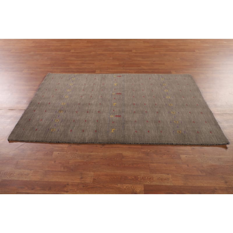 Brown Tribal Gabbeh Indian Area Rug Handmade Wool Carpet - 3'8"x 6'1"