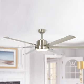 65-inch Nickel Aluminum 6-blade LED Ceiling Fan with Remote