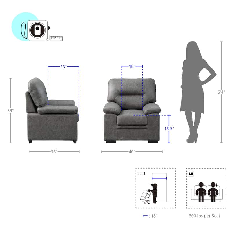 Apollo Living Room Chair - 40" x 36" x 39"