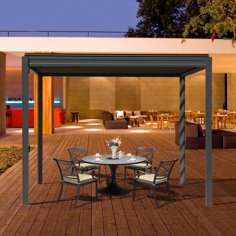 Domi Outdoor Aluminum Louvered Pergola with Adjustable Roof and Efficient Drainage System