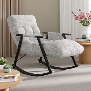 Foldable Rocking Footrest Folding Rocking Lounge Chair with Adjustable Back, Footrest & Side ...