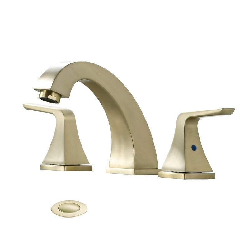 Proox 2 Handles 8inch widespread Bathroom Sink Faucet w/ Pop Up Drain - Brushed Gold