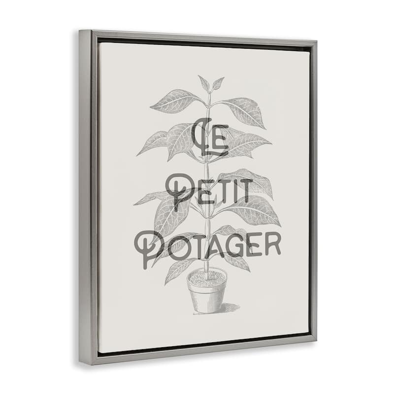 Stupell Vintage French Plant Phrase Framed Floater Canvas Wall Art Design By Lil' Rue
