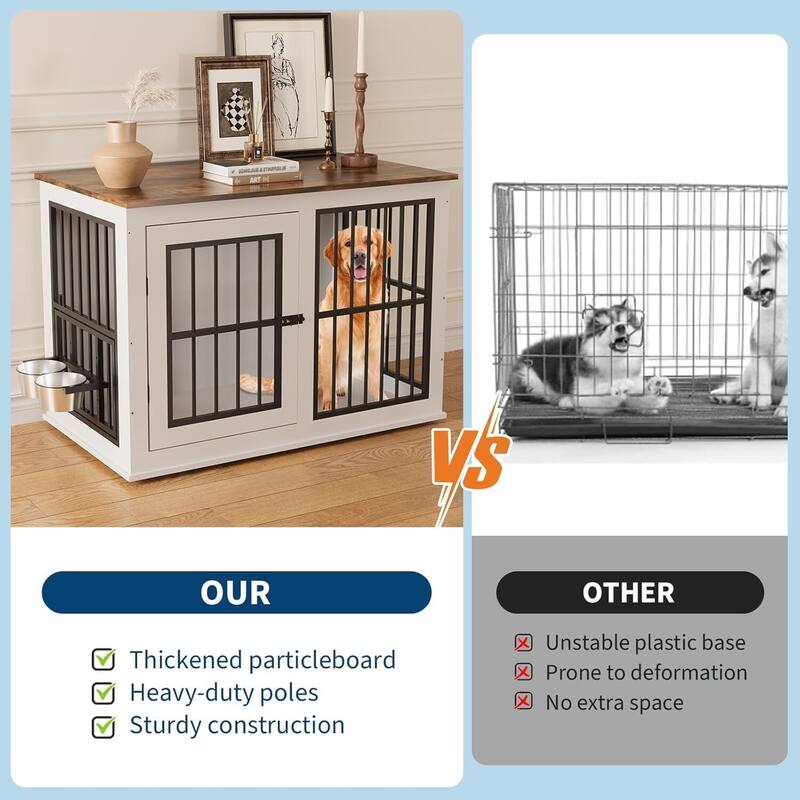 Heavy Duty Indestructible Dog Cage, Dog Crate Furniture for Large Medium Small Dogs