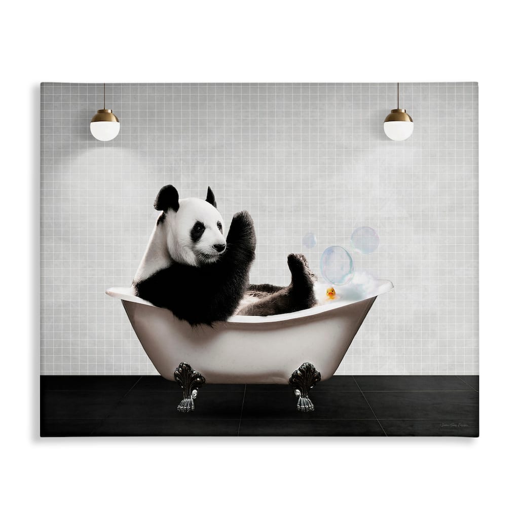 Stupell Panda in Modern Bubble Bath Canvas Wall Art Design By Seven Trees Design