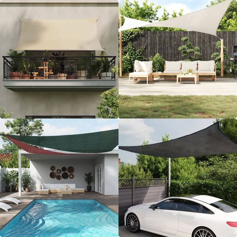 vidaXL Sun Shade Sail Patio Sun Screen with Fasteners Shade Canopy Sunshade - Beige-6.6' x 8.2'