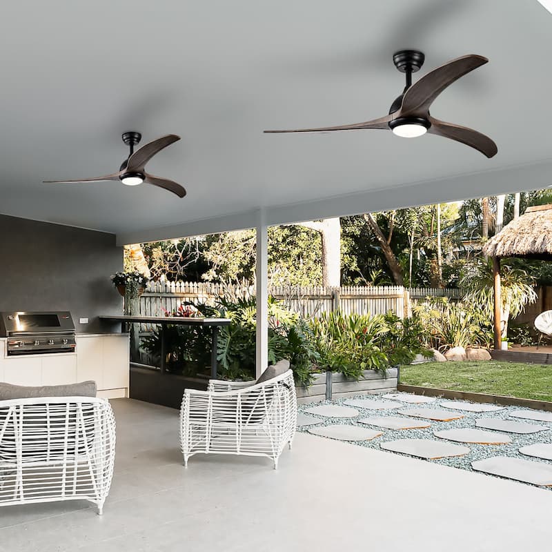 Oaks Aura 52-inch Modern Industrial Ceiling Fan With Light, 6-Speed Reversible Farmhouse Wood Ceiling Fan Light With Remote
