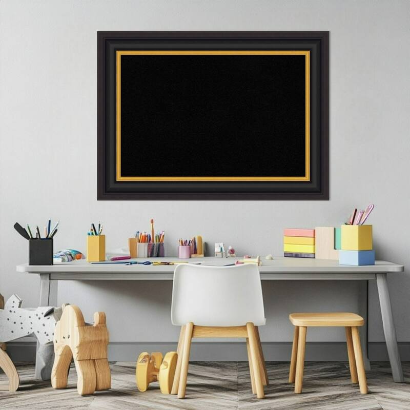 Sierra Black Brown Wood Framed Cork Board - Bulletin Board, Organization Board, Pin Board