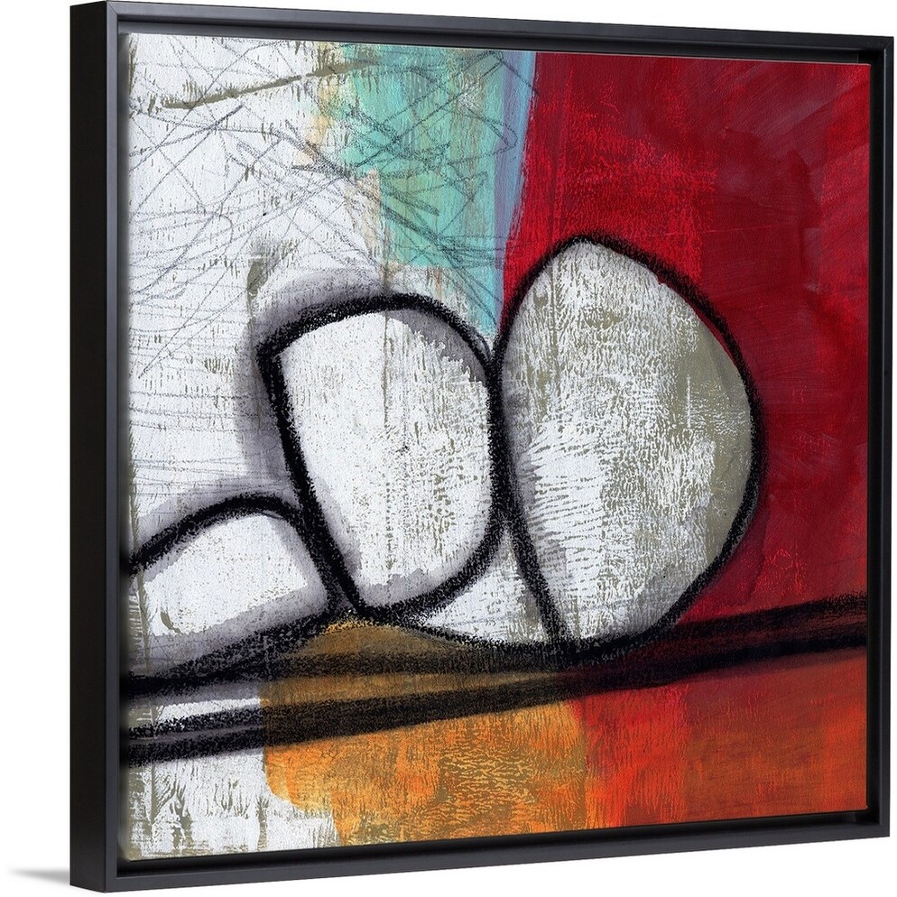 Shop Red Abstract Black Float Frame Canvas Art Overstock