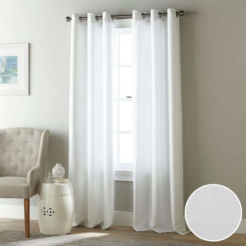 Nanshing Becky Metallic Semi-Sheer Grommet Panel Pair - 37 x 84" - White