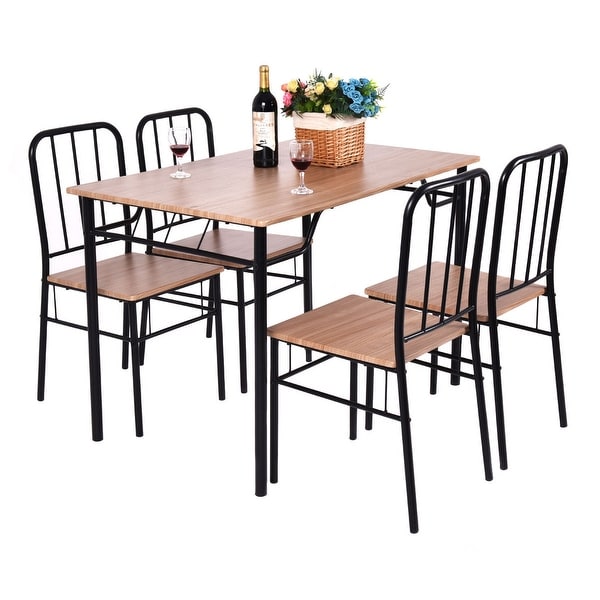  Shop  Costway 5 Piece Dining Set  Table And 4 Chairs Metal 