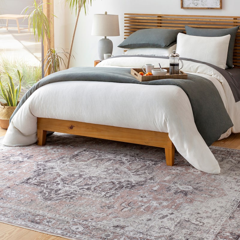 Livabliss Melite Traditional Medallion Machine Washable Area Rug - Light Grey - 7' 10" x 10' 2"