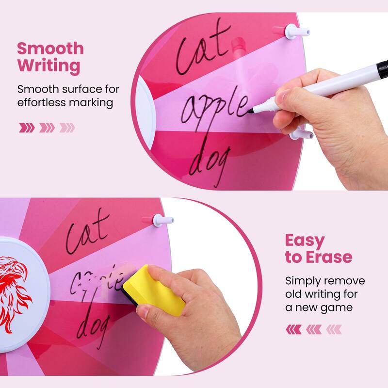 Gymax Spinning Prize Wheel 14 Slots Spin Wheel w/Blackboard Marker