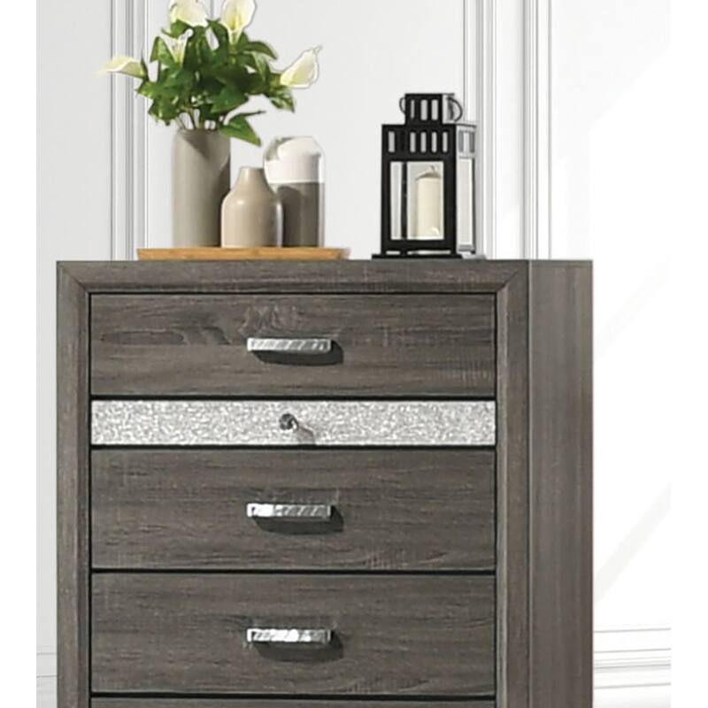 Contemporary 4-Drawer Chest with Metal Legs & Acrylic Handles, Gray Finish