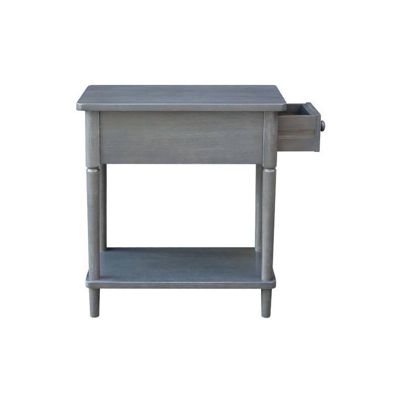 Narrow Solid Wood Side Table with Drawer