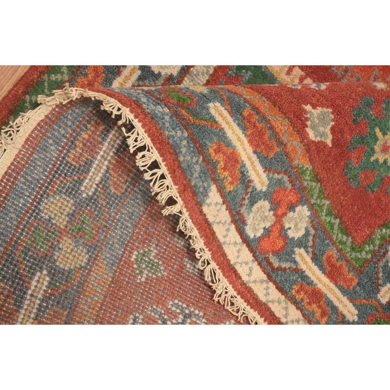 Hand-knotted Traditional Wool Orange Geometric Area Rug Oriental Carpet - 6' 2'' X 4' 0''