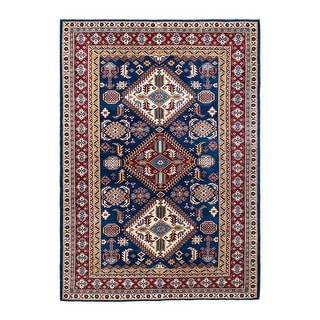 Overton Tribal One-of-a-Kind Hand-Knotted Area Rug - Blue, 5' 1" x 7' 1" - 5' 1" x 7' 1"