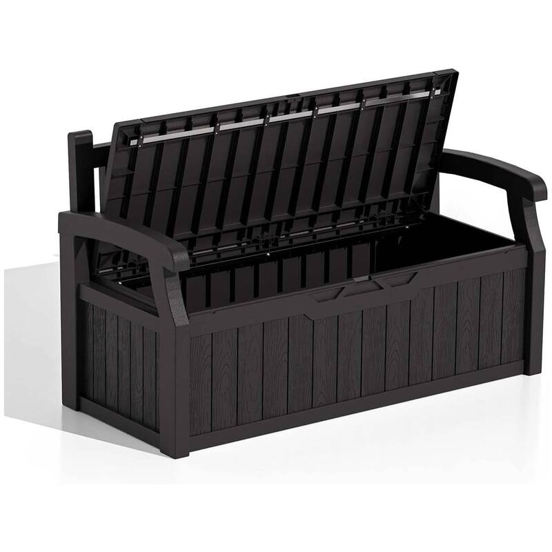 Plastic Outdoor Patio Garden Storage Bench with Lockable Lid 70-Gallon - 23.2 D" x 53.1" W x 31.5" H