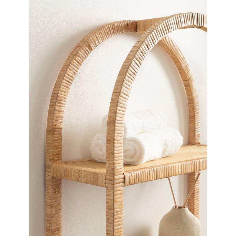 Kate and Laurel Rahmati Rattan Wall Shelf