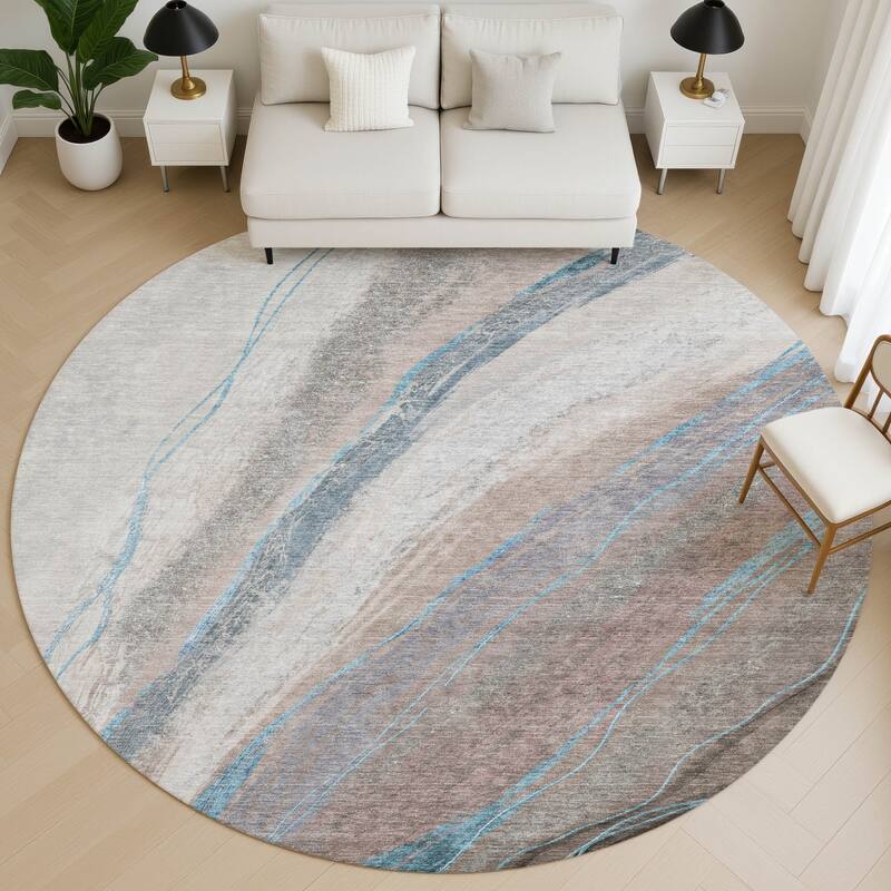 Premium Washable Super Soft Modern Motion Mayfield Rug - Brown - 8' x 8'