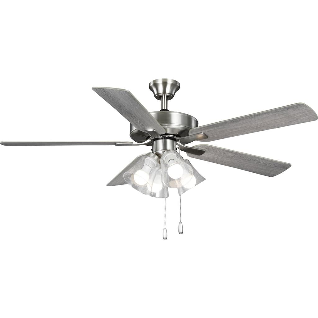 AirPro 52 in. Brushed Nickel 5-Blade AC Motor Transitional Ceiling Fan with Light - 52 in x 52 in x 18.7 in