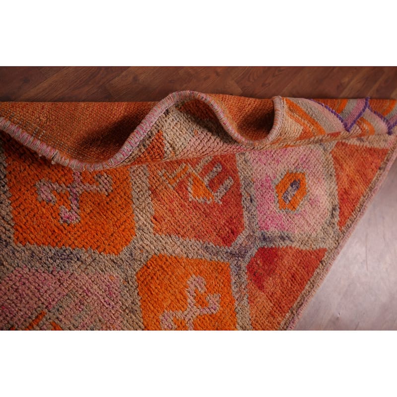 Transitional Oushak Vintage Runner Rug Handmade Turkish Wool Carpet - 3'4"x 10'5"