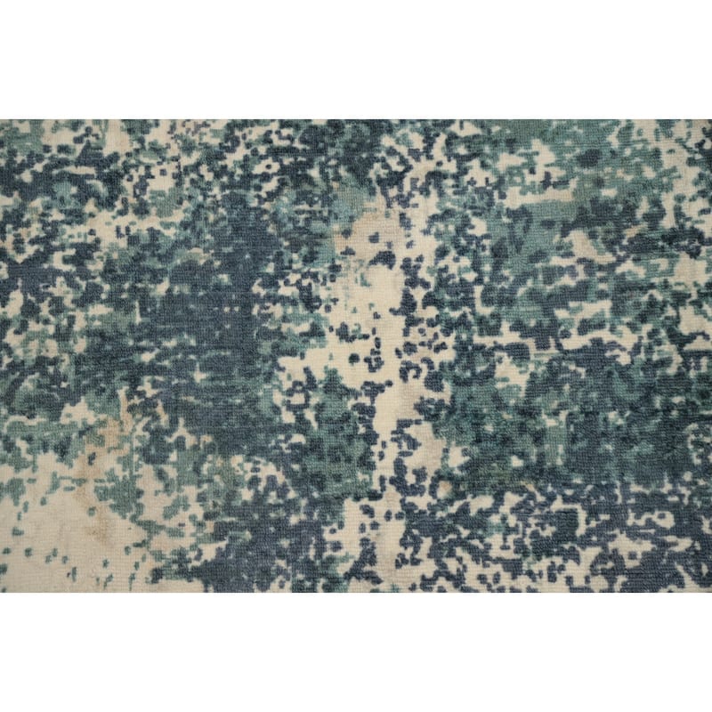 Hand Knotted Oriental Viscose Silk Carpet Modern All-Over Multi-Colored Abstract Area Rug - 7' 11'' X 4' 11''