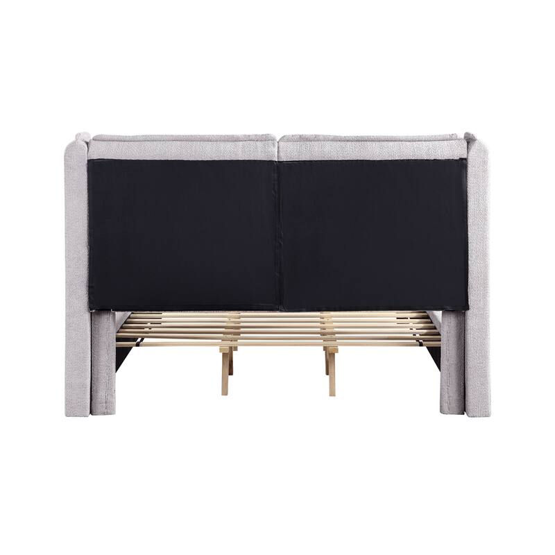 Janna Modern Boucle Fabric Queen-size Platform Bed with Wingback Headboard by Furniture of America
