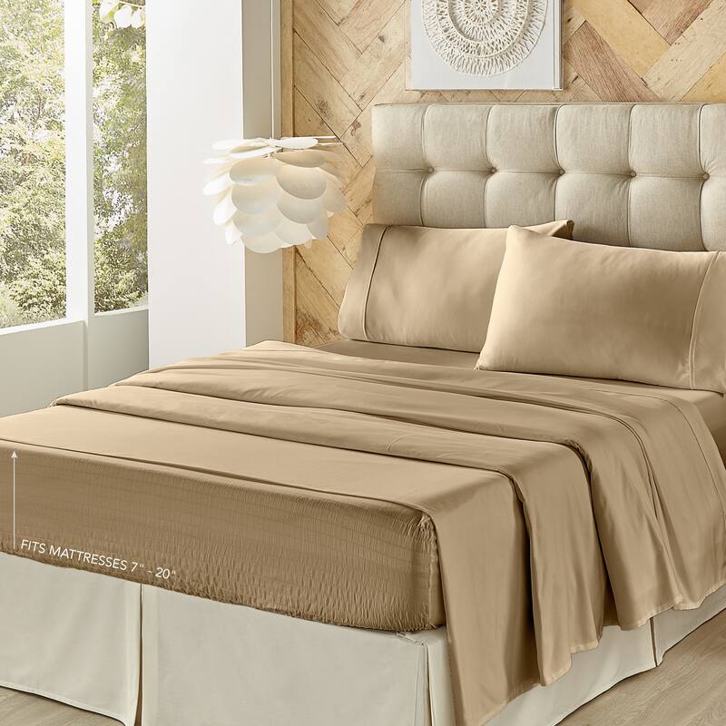 Five Queens Court Royal Fit 500 TC 4-pc. Bedsheet Set - Tan - Full