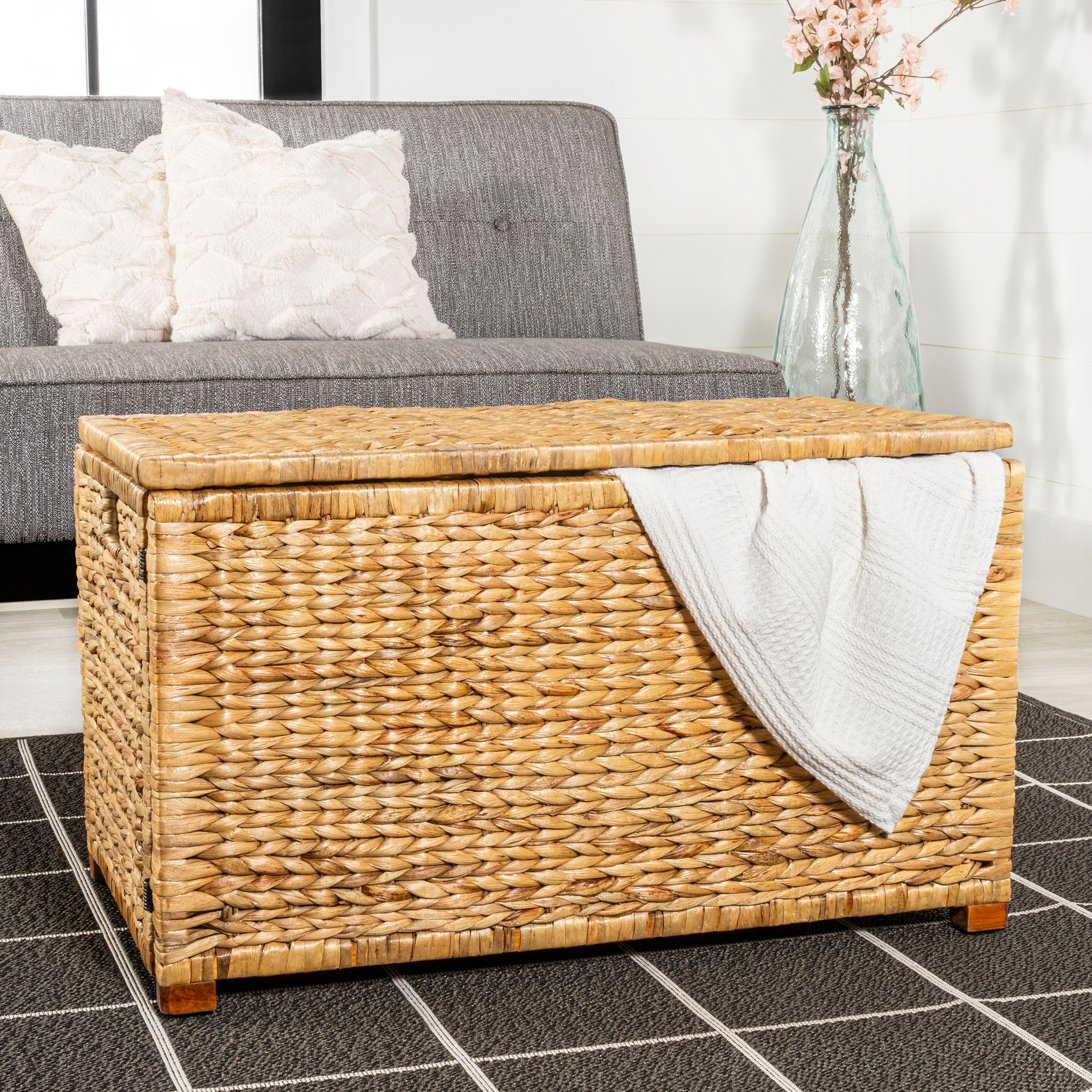 happimess Anada Wicker Weave 30" Storage Trunk, Natural