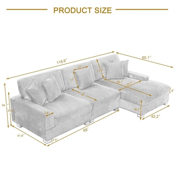 dimension image slide 1 of 12, Oversized Modular Sectional Sofa Set with Pillows for Living Room