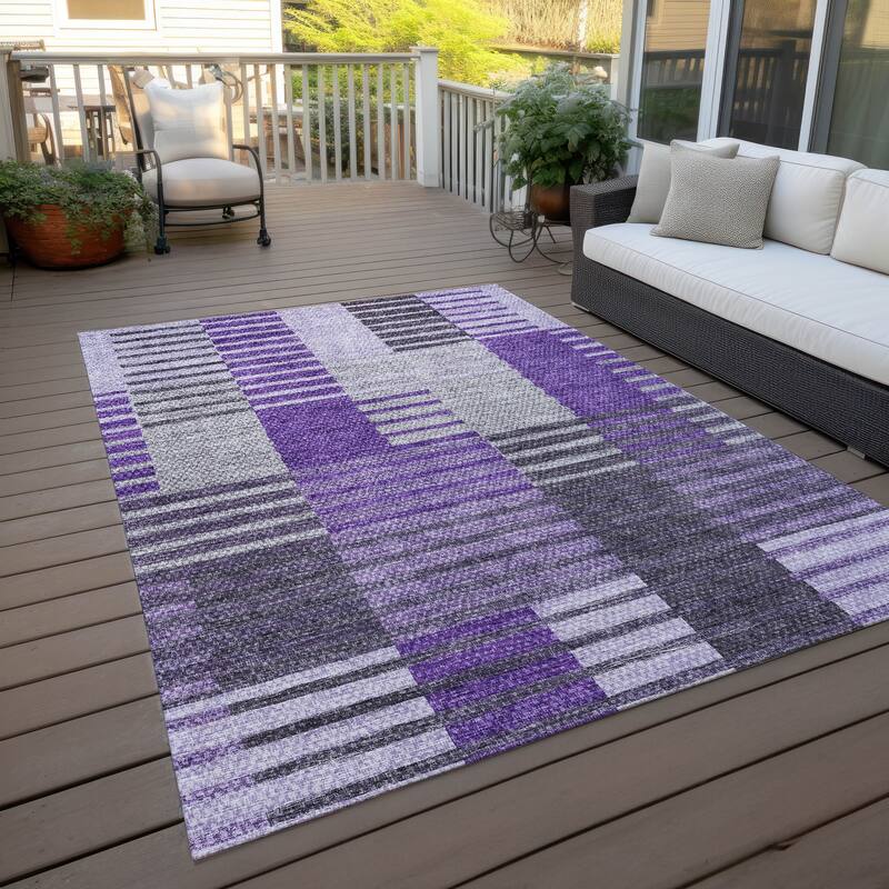 Machine Washable Indoor/ Outdoor Chantille Contemporary Stripes Rug