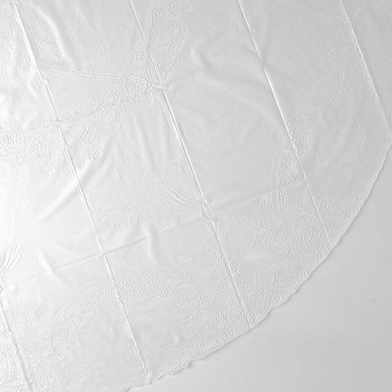 Violet Linen Vinyl Lace Battenberg embossed Floral Pattern Tablecloth