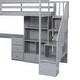preview thumbnail 14 of 31, Twin Size Loft Bed with L-Shaped Desk, Storage Drawers, Cabinet, and Staircase, Space-Saving Design, Grey