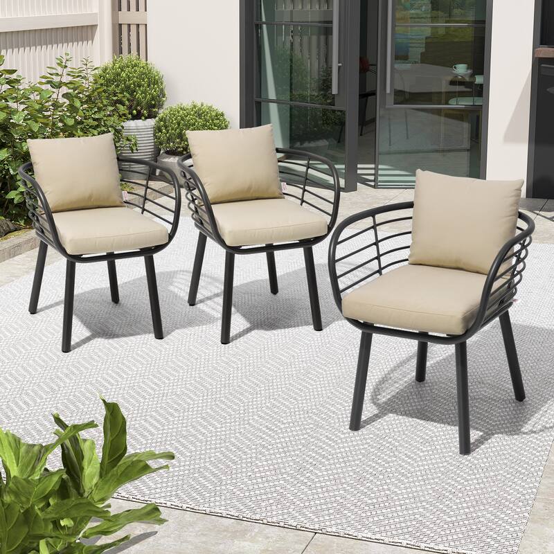 Outdoor Patio Aluminum Dining Chairs with Sunbrella Fabric Cushion - see picture