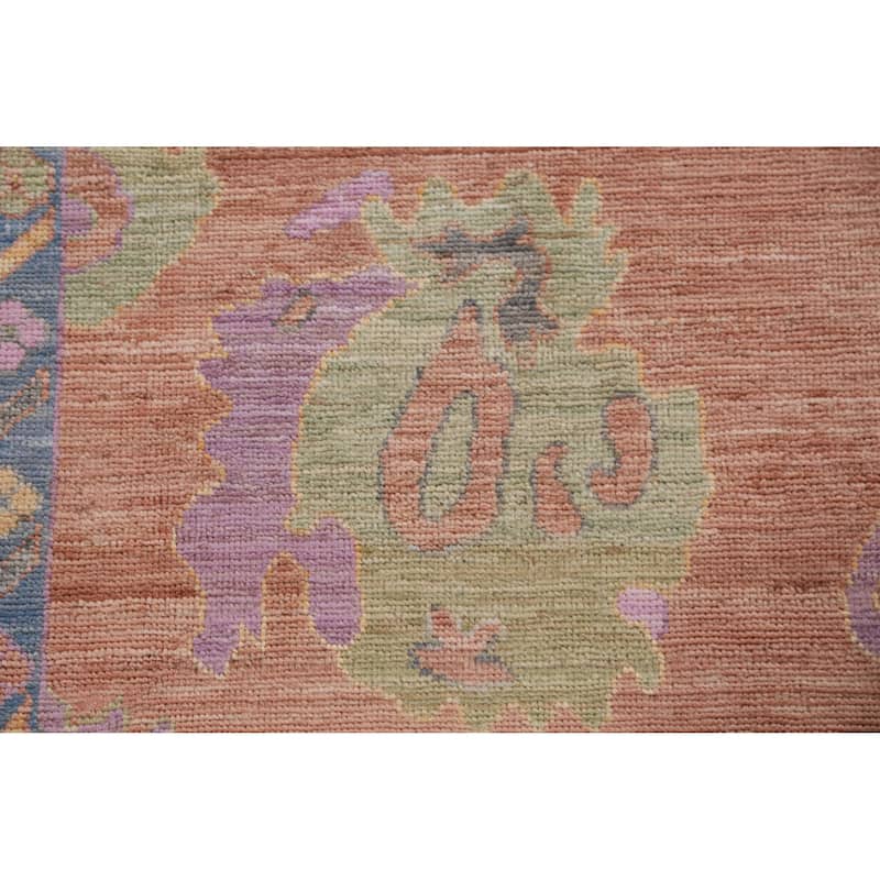 Hand Knotted Oriental 100% Wool Carpet Transitional All-Over Coral Oushak Area Rug - 10' 0'' X 8' 0''