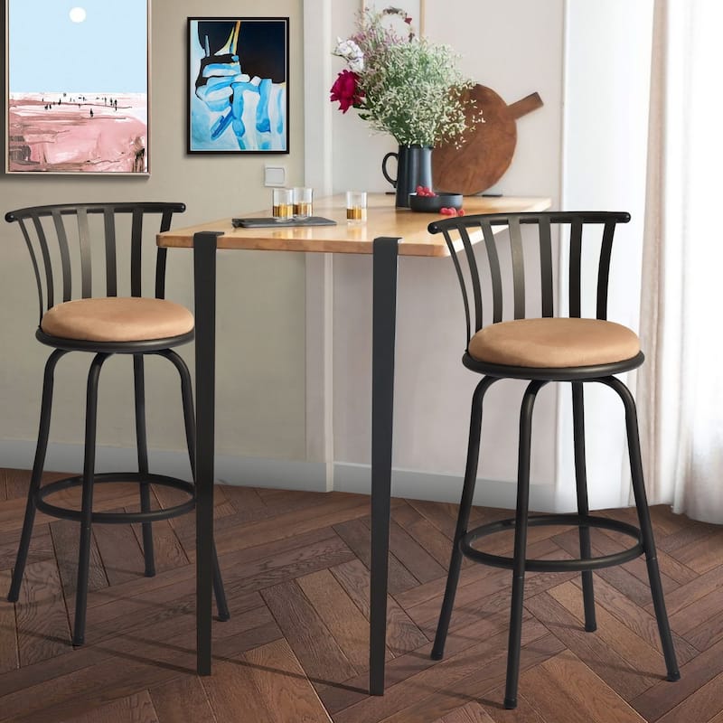 HomyLin Country Style Swivel Barstools for Kitchen Island Pub, Brown