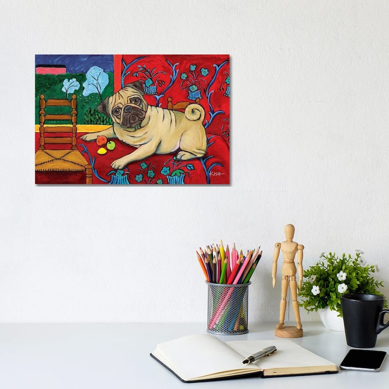 iCanvas "Pug Muttisse" by Gretchen Kish Serrano Canvas Print - 8x12x0.75