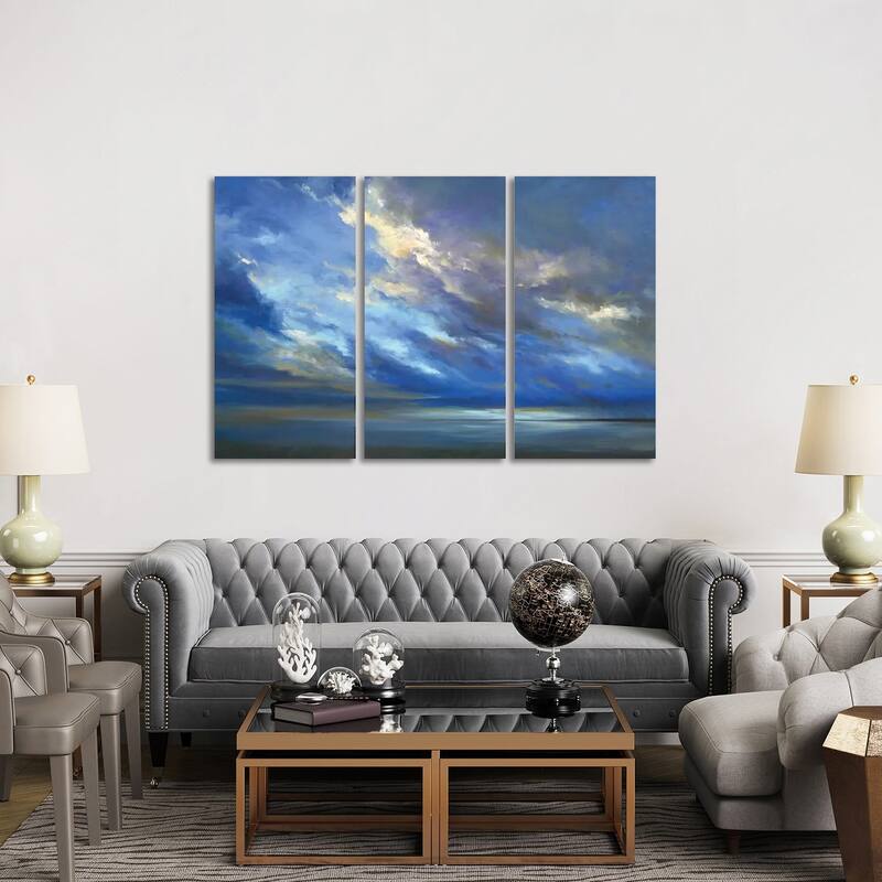 iCanvas "Coastal Sky II" by Sheila Finch 3-Piece Canvas Wall Art Set - 40x60x1.5