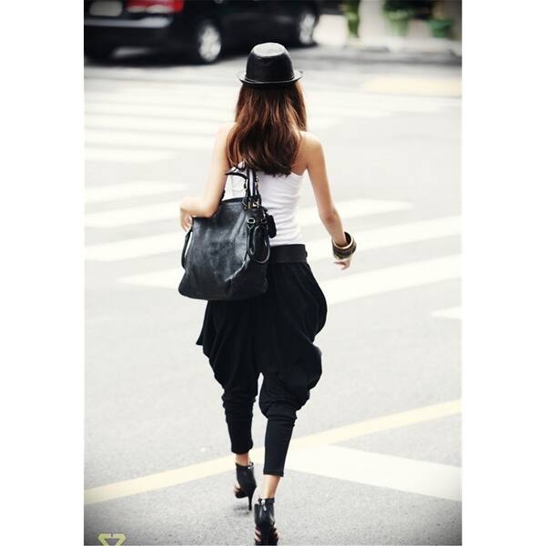 Shop Trendy Black Harem Baggy Pants Trousers Overstock 28624187