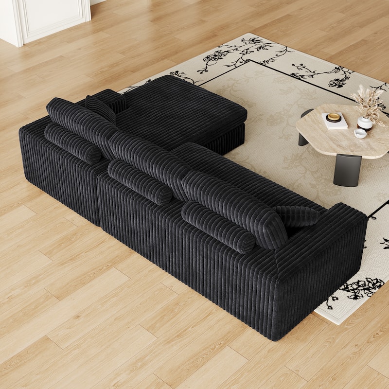 Corduroy Modular Foam Sofa, Recliner Seat Reversible Sofa, 2-In-1 Sofa With Recliner And L-Shaped Sofa Combination
