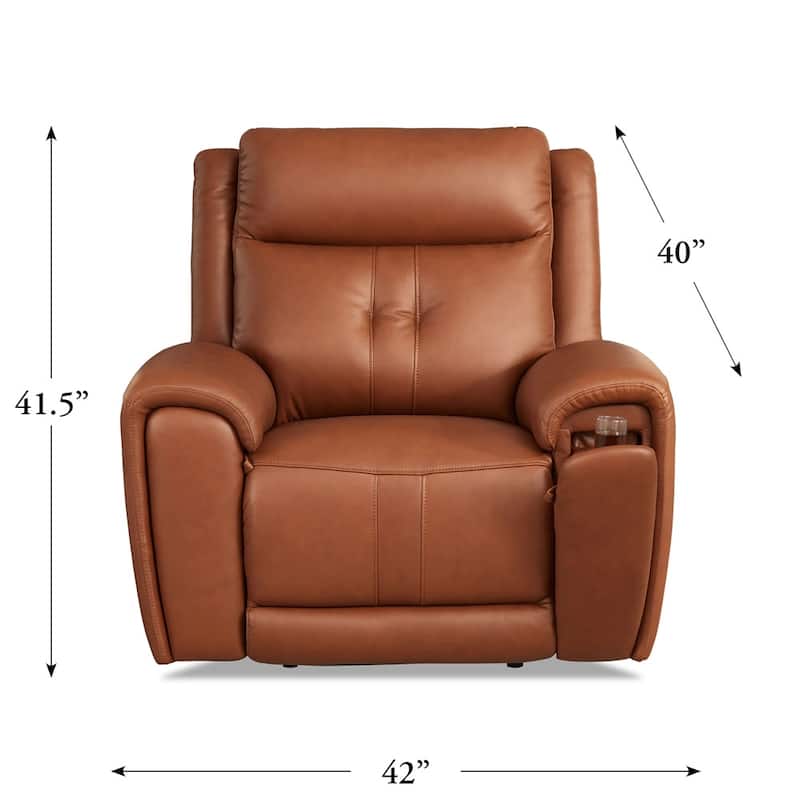 Hydeline Emma Zero Gravity Power Recline and Headrest Top Grain Leather Recliner with Cup Holders