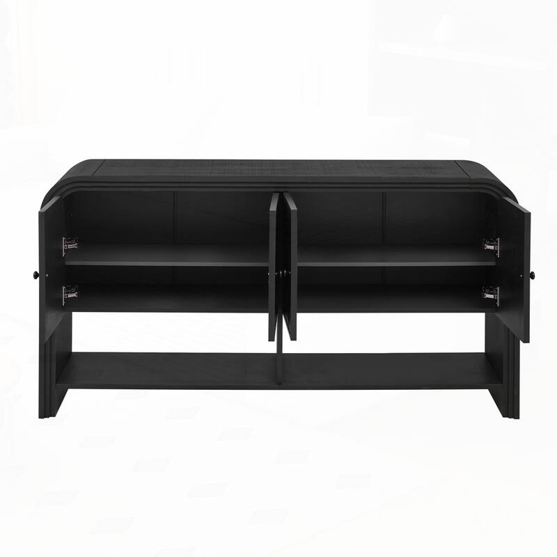 Versatile console table with Woven Wood Slats and Solid Wood Veneer