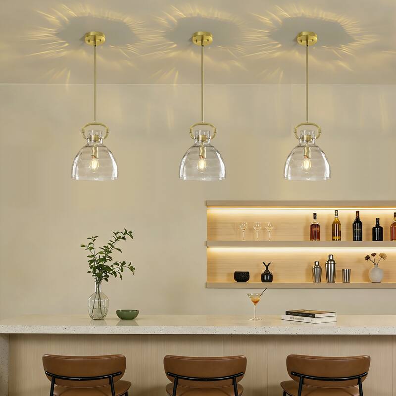 Skystar 1 - Light Single Pendant With Clear Hammered Glass Shade